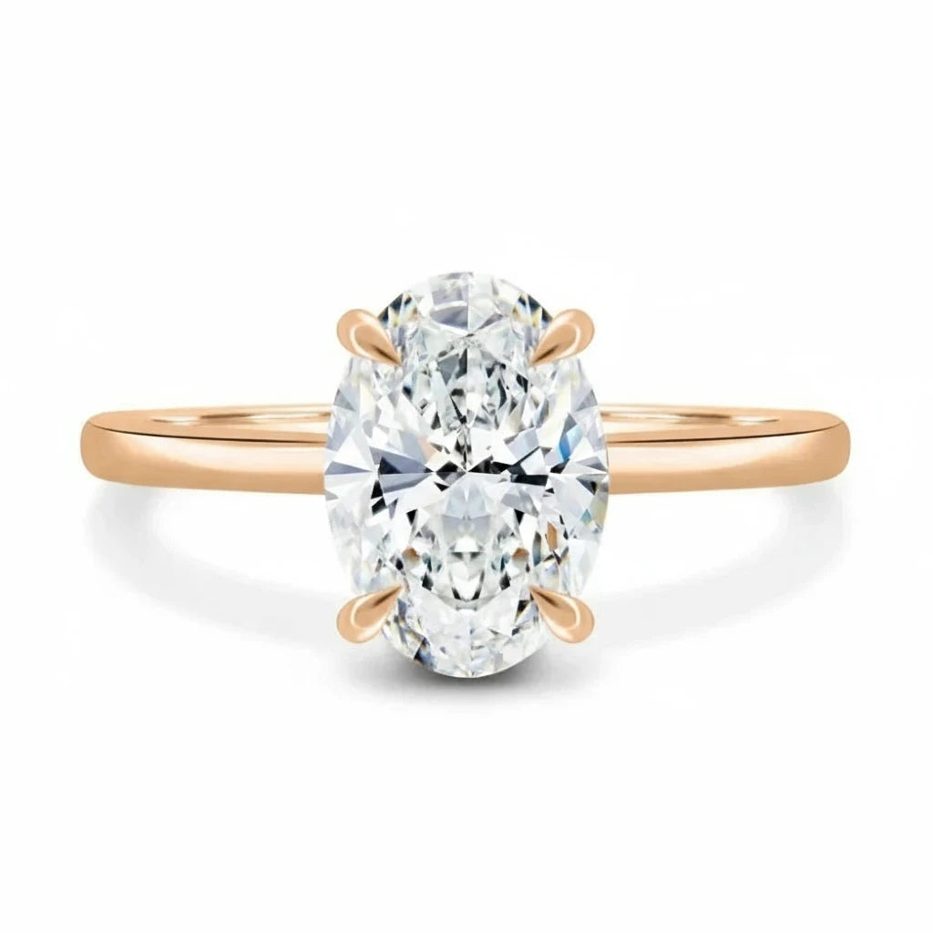 Anillo de compromiso solitario de moissanita ovalada: elegancia atemporal
