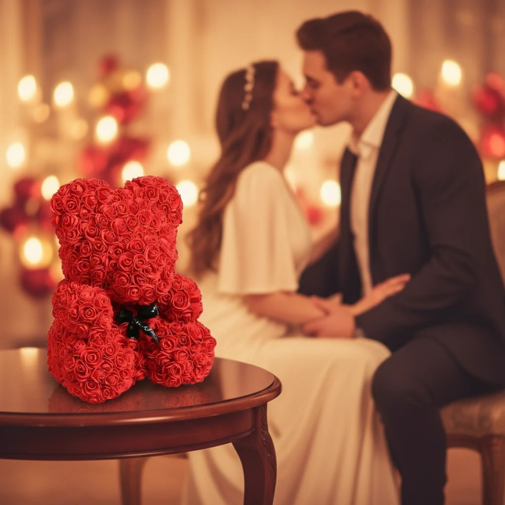 Oso de rosas – Regalo romántico hecho a mano